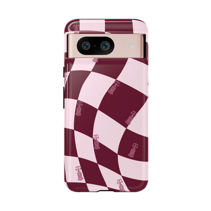 F1 Phone Case Pink Checkered Design, Trendy F1 Gift, Formula 1 Gift, Cute F1 Phone Case, Unique Formula One Phone Case