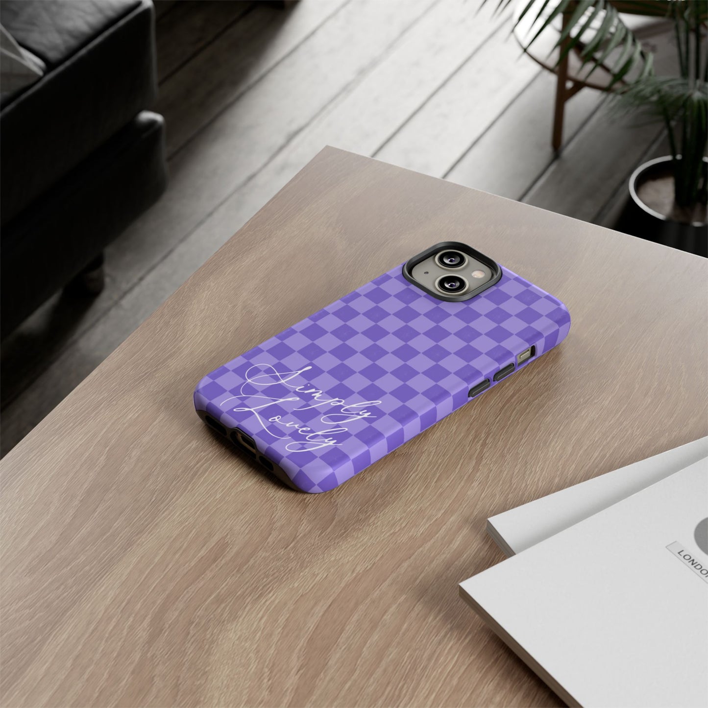 Simply Lovely Purple Checkered F1 Phone Case Design, Trendy F1 Gift, Formula 1 Gift, Cute F1 Phone Case