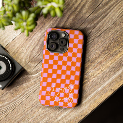 Simply Lovely Orange and Pink Checkered F1 Phone Case Design, Trendy F1 Gift, Formula 1 Gift, Cute F1 Phone Case