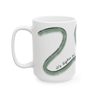 F1 Green Painted It's Lights Out and Away We Go Mug, Unique Gift for Coffee Lovers, Whimsical Formula 1 Gift