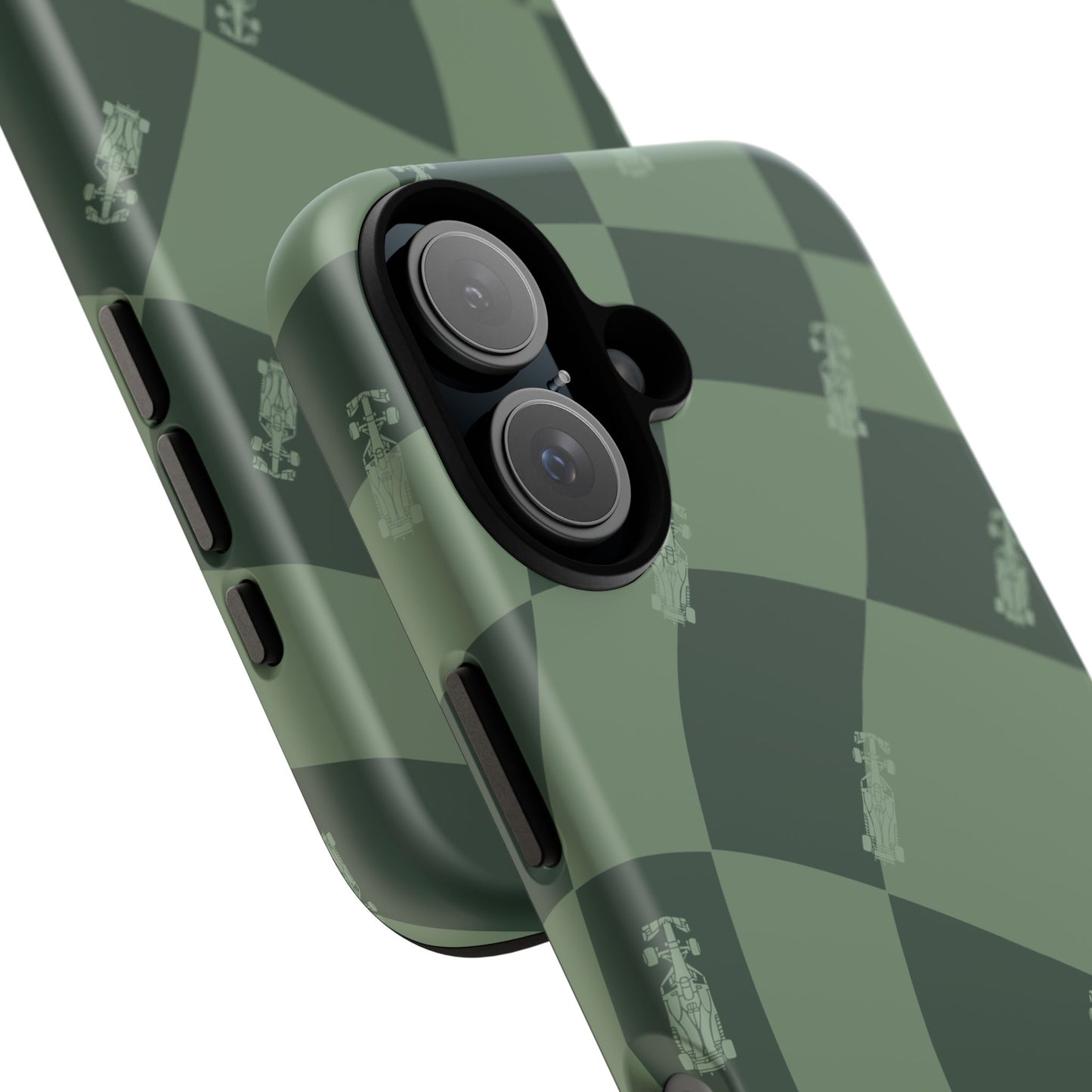 F1 Phone Case Green Checkerboard Design, Trendy F1 Gift, Formula 1 Gift, Cute F1 Phone Case, Unique Formula One Phone Case