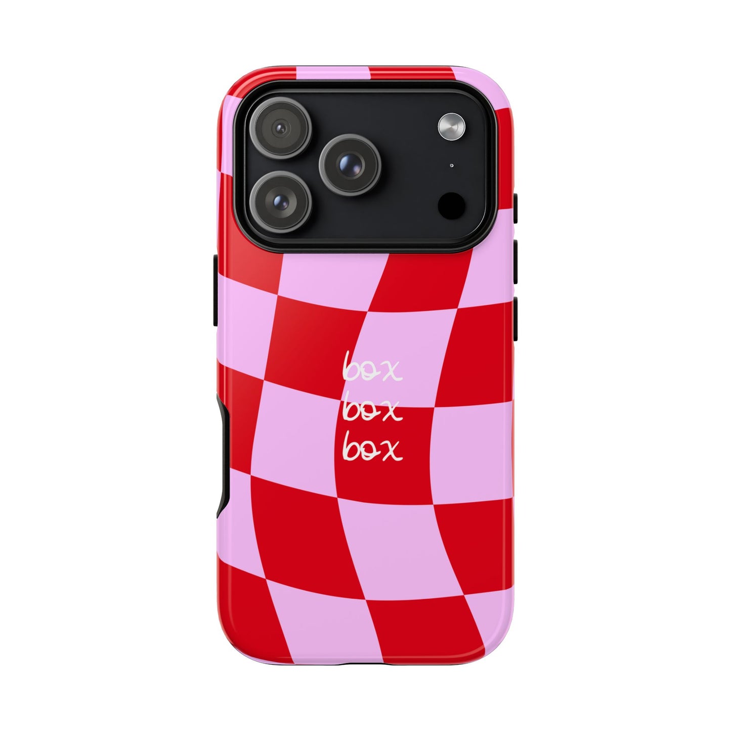 Pink and Red Checkered F1 Phone Case, Box Box Box F1 Phone Case