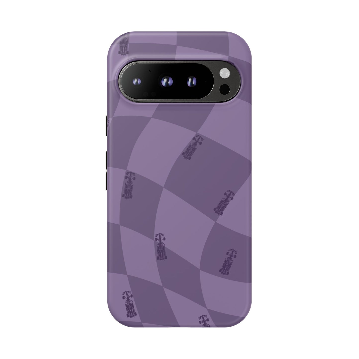 F1 Phone Case Purple Checkered Design, Trendy F1 Gift, Formula 1 Gift, Cute F1 Phone Case, Unique Formula One Phone Case