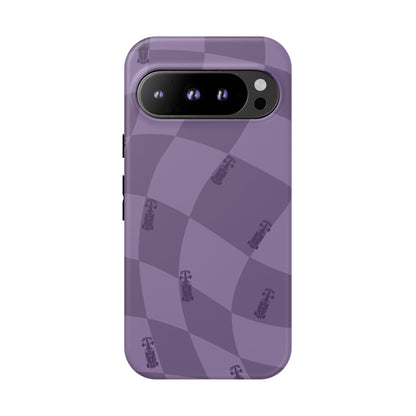 F1 Phone Case Purple Checkered Design, Trendy F1 Gift, Formula 1 Gift, Cute F1 Phone Case, Unique Formula One Phone Case