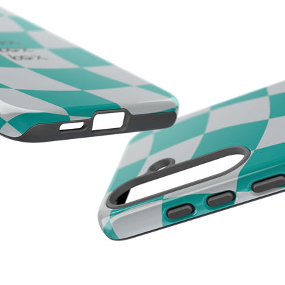 Mercedes Teal and Grey Checkered F1 Phone Case, Box Box Box F1 Phone Case