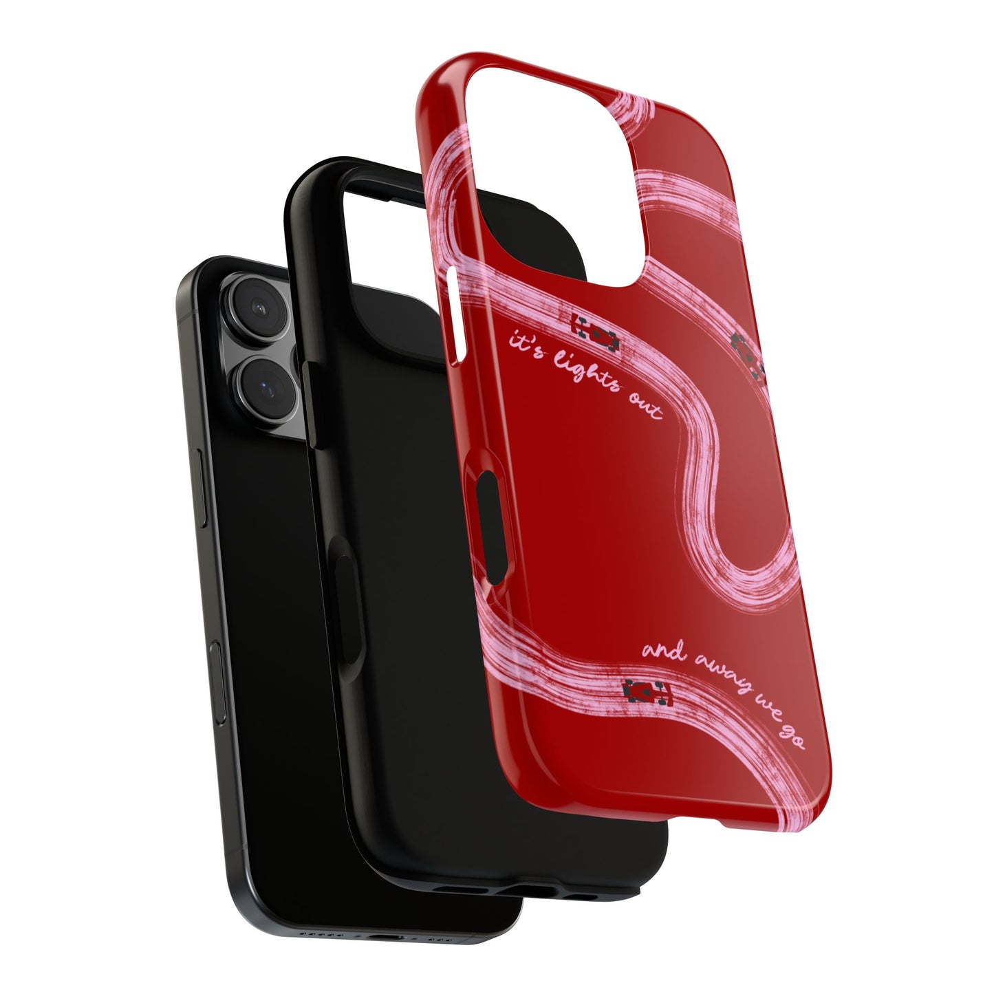 Red and Pink Lights Out F1 Phone Case Design, Trendy F1 Gift, Formula 1 Gift, Cute F1 Phone Case, Unique Formula One Phone Case