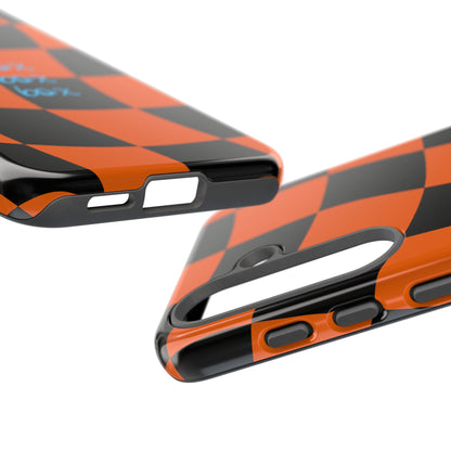 McLaren Orange and Black Checkered F1 Phone Case, Box Box Box F1 Phone Case