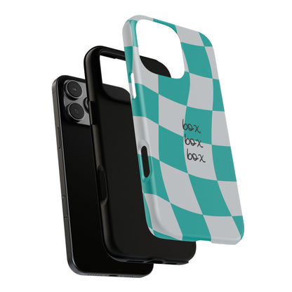Mercedes Teal and Grey Checkered F1 Phone Case, Box Box Box F1 Phone Case