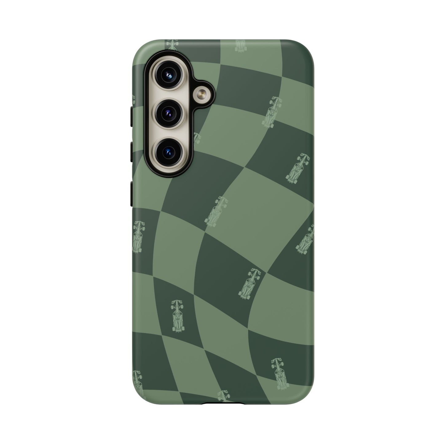 F1 Phone Case Green Checkerboard Design, Trendy F1 Gift, Formula 1 Gift, Cute F1 Phone Case, Unique Formula One Phone Case