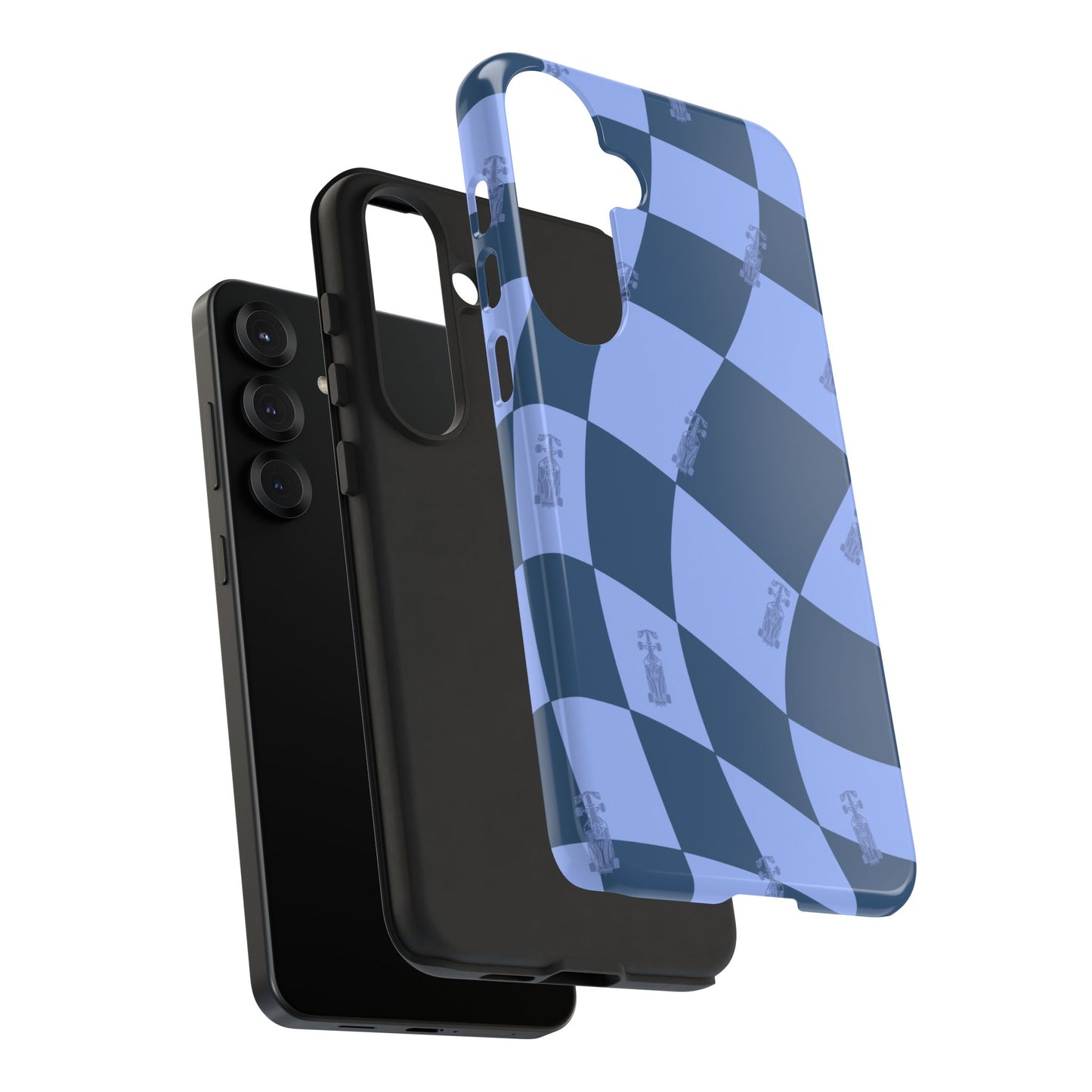 F1 Phone Case Blue Checkerboard Design, Trendy F1 Gift, Formula 1 Gift, Cute F1 Phone Case, Unique Formula One Phone Case