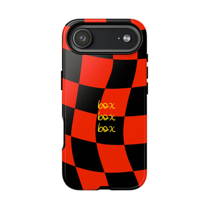 F1 Ferrari Black and Red Checkered Phone Case, Box Box Box F1 Phone Case