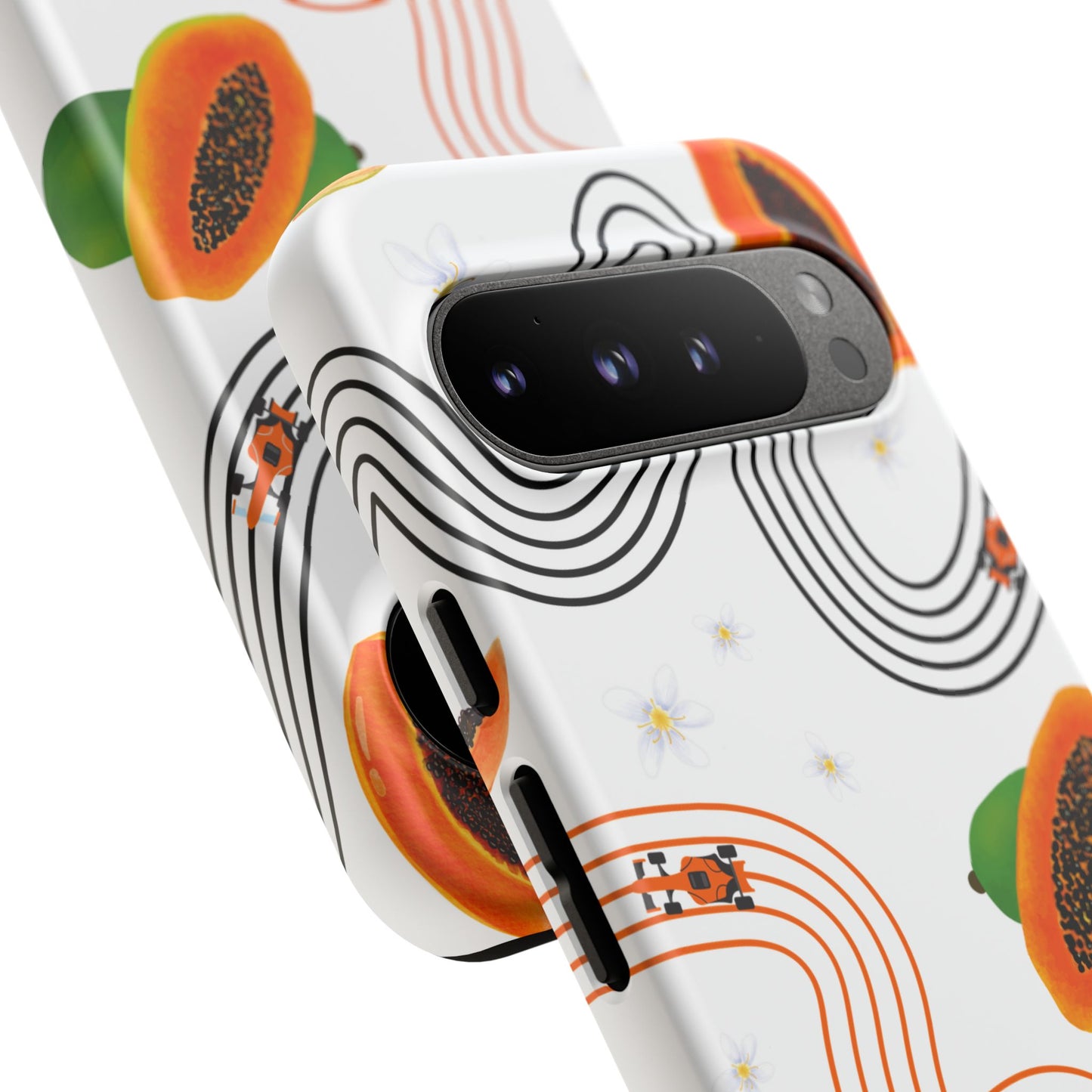F1 McLaren and Papaya Phone Case , Trendy F1 Gift, Formula 1 Gift, Cute Fruit F1 Phone Case, Unique Phone Case