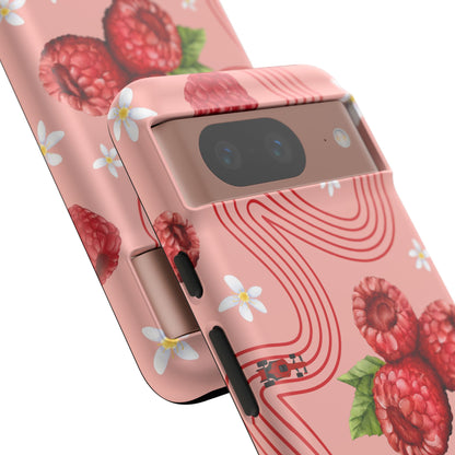Red F1 Haas and Raspberries Phone Case, Trendy F1 Gift, Formula 1 Gift, Cute Fruit F1 Phone Case, Unique Phone Case