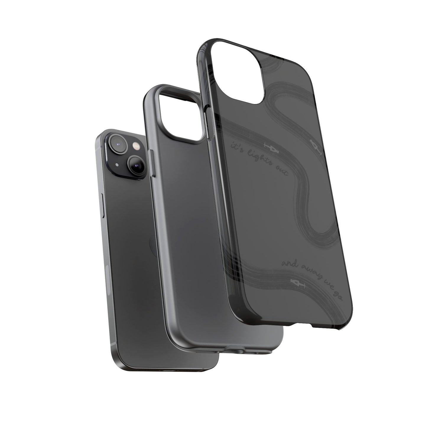 F1 Phone Case Monochrome Black Painted "its lights out and away we go", Trendy F1 Gift, Formula 1 Gift, Cute F1 Phone Case, Phone Case