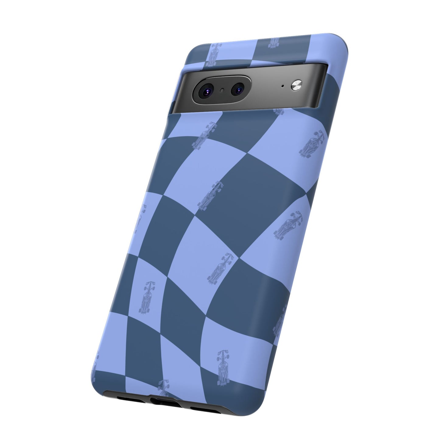F1 Phone Case Blue Checkerboard Design, Trendy F1 Gift, Formula 1 Gift, Cute F1 Phone Case, Unique Formula One Phone Case