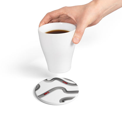 Black and Red F1 Ceramic Coaster