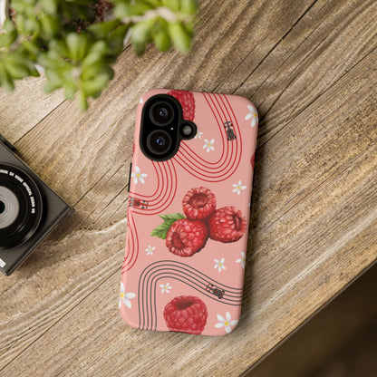 Red F1 Haas and Raspberries Phone Case, Trendy F1 Gift, Formula 1 Gift, Cute Fruit F1 Phone Case, Unique Phone Case