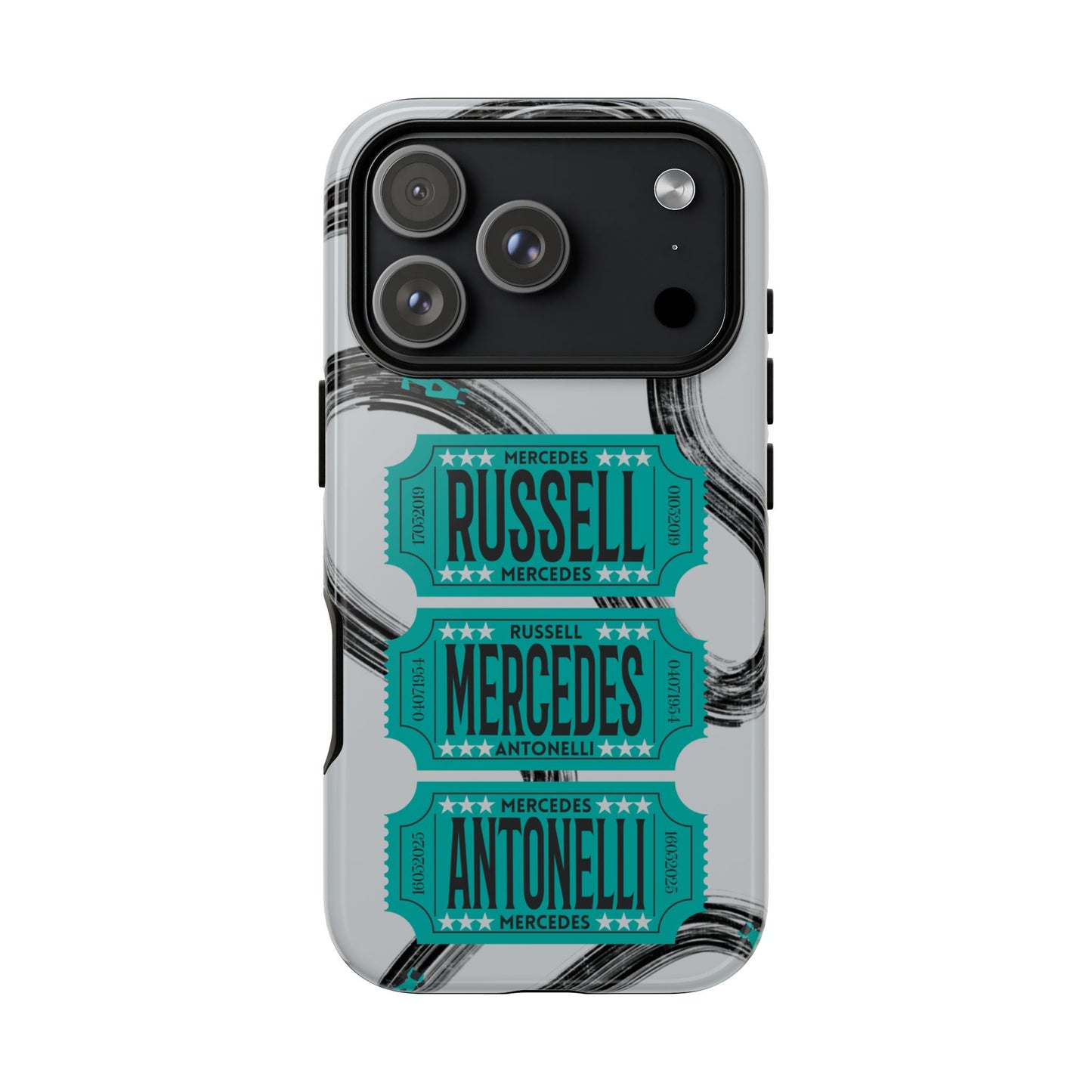 Mercedes F1 Phone Case Painted Ticket Stubs, Trendy F1 Gift, Formula 1 Gift, Cute F1 Phone Case