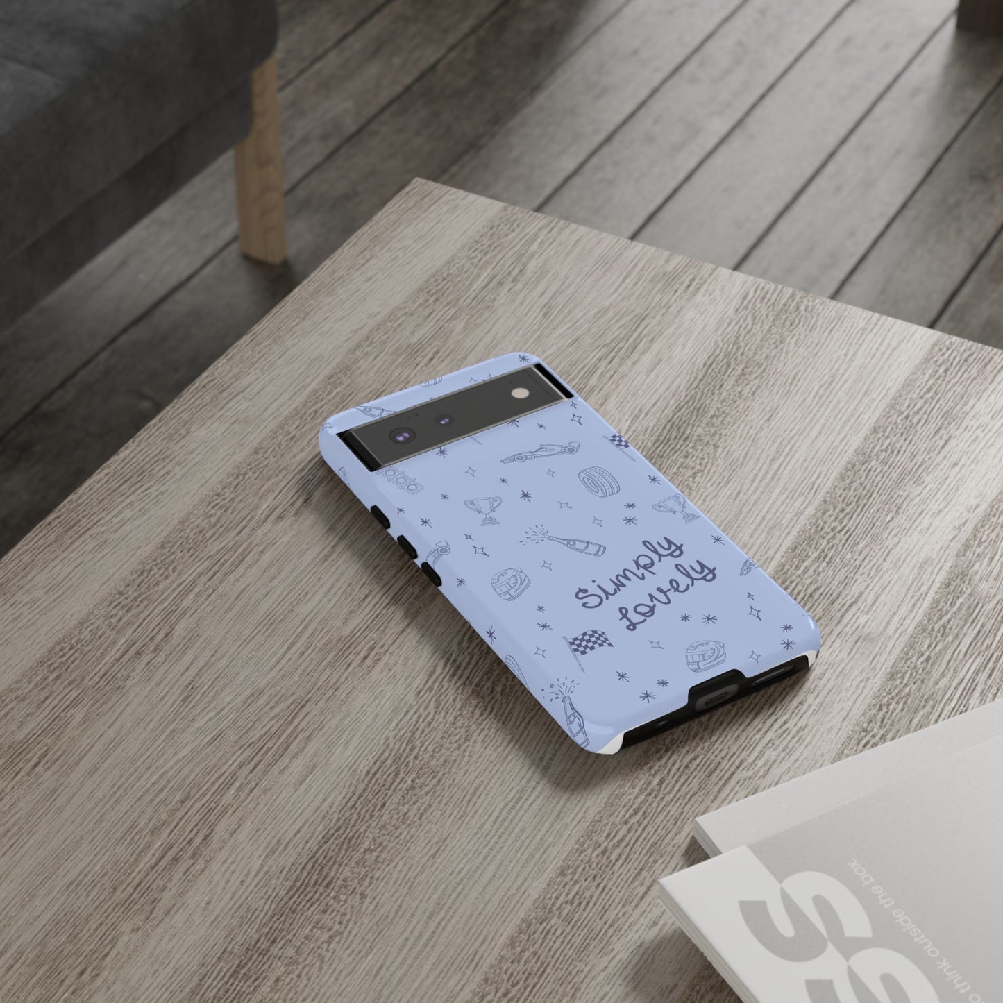 Blue Doodle "Simply Lovely" F1 Phone Case Design