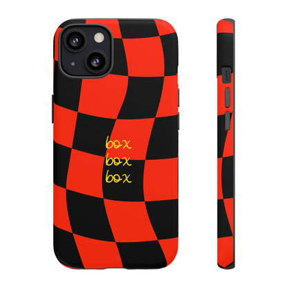 F1 Ferrari Black and Red Checkered Phone Case, Box Box Box F1 Phone Case