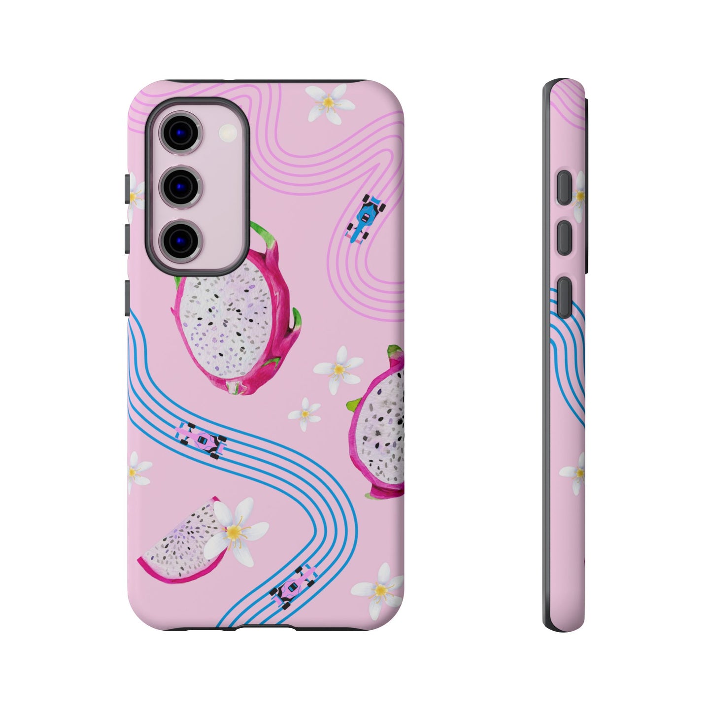 Pink F1 Alpine and Dragonfruit Phone Case, Trendy F1 Gift, Formula 1 Gift, Cute Fruit F1 Phone Case, Unique Phone Case