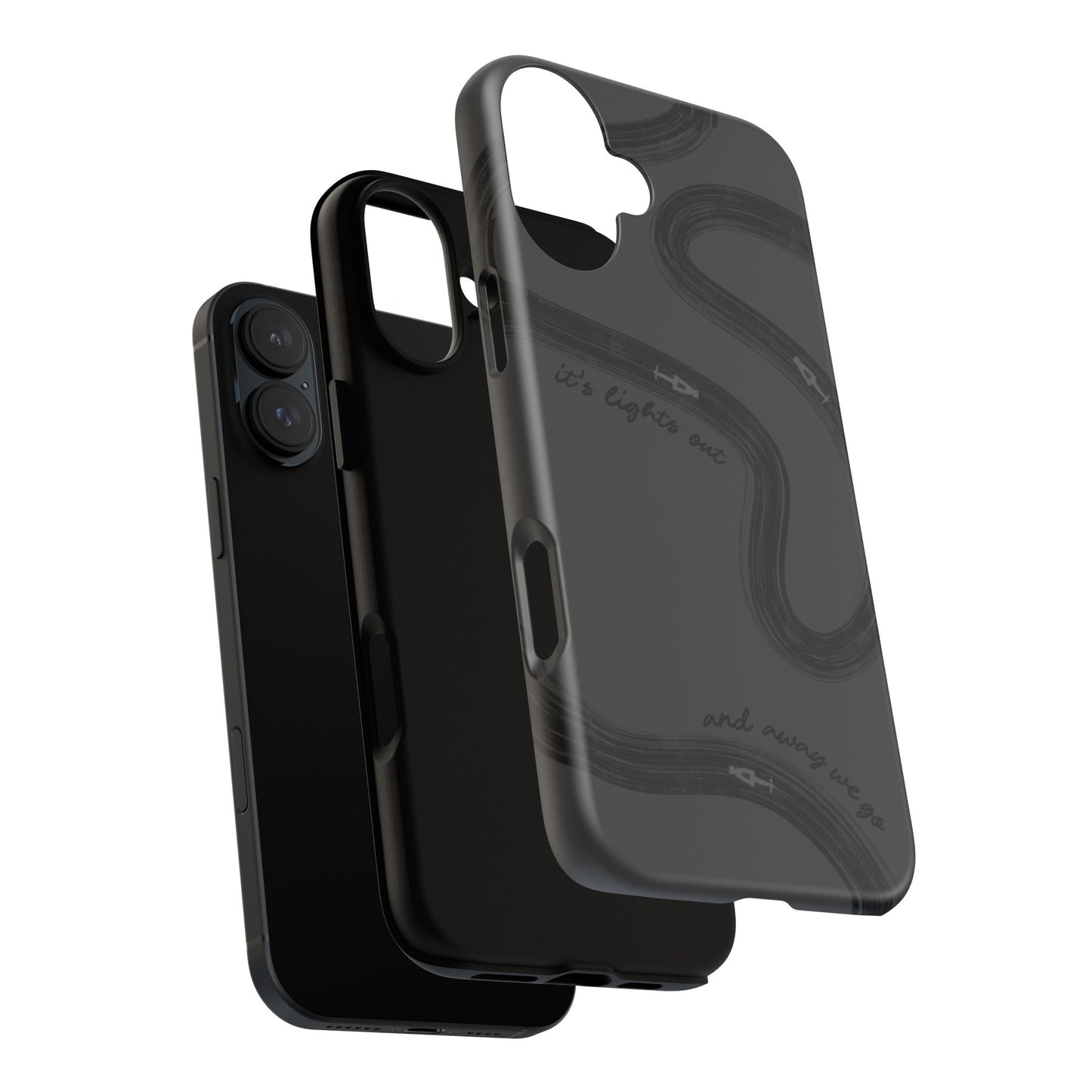 F1 Phone Case Monochrome Black Painted "its lights out and away we go", Trendy F1 Gift, Formula 1 Gift, Cute F1 Phone Case, Phone Case