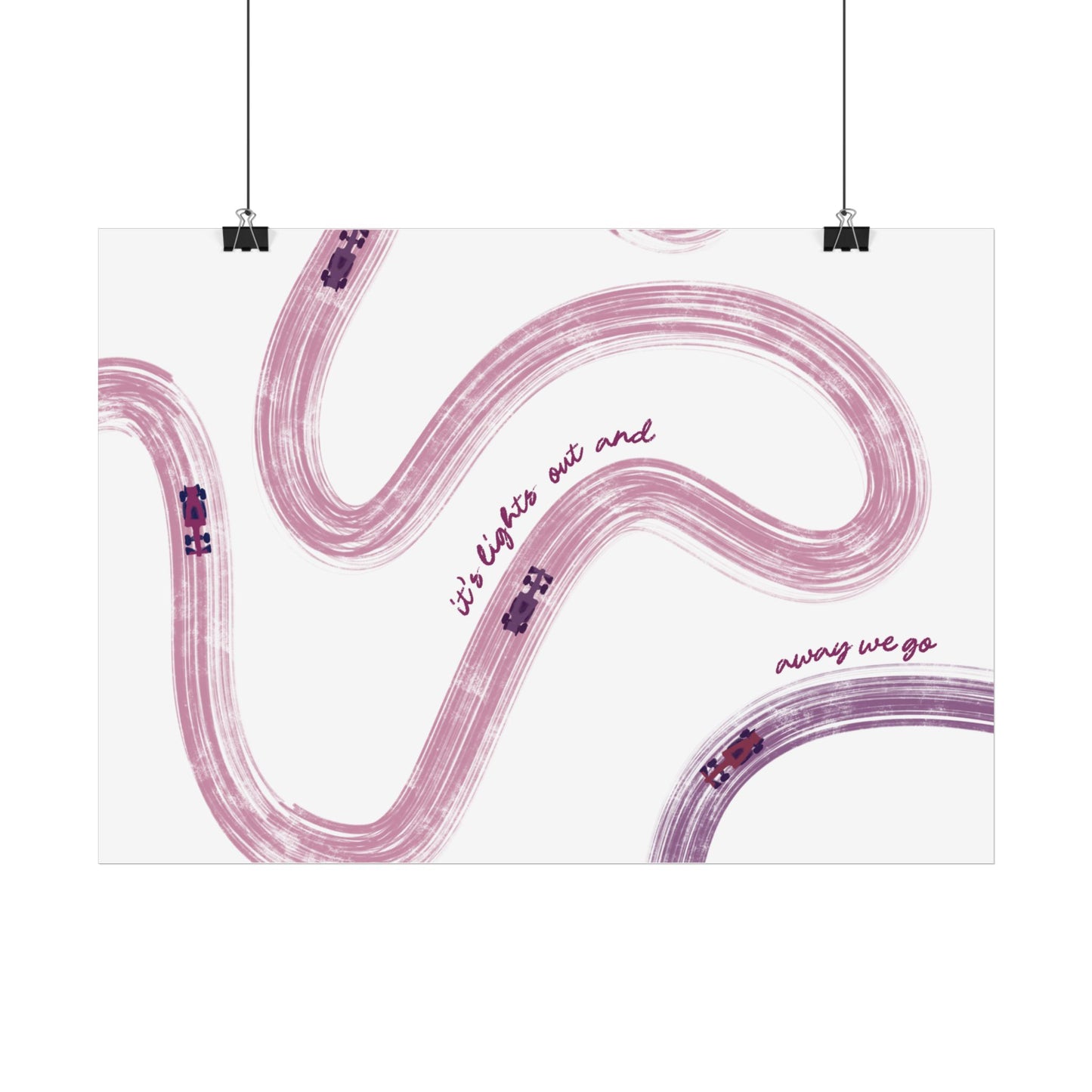 Horizontal Mauve and Purple F1 Abstract Art Poster | Minimalist F1 Art - EU Sizing (Physical Print)
