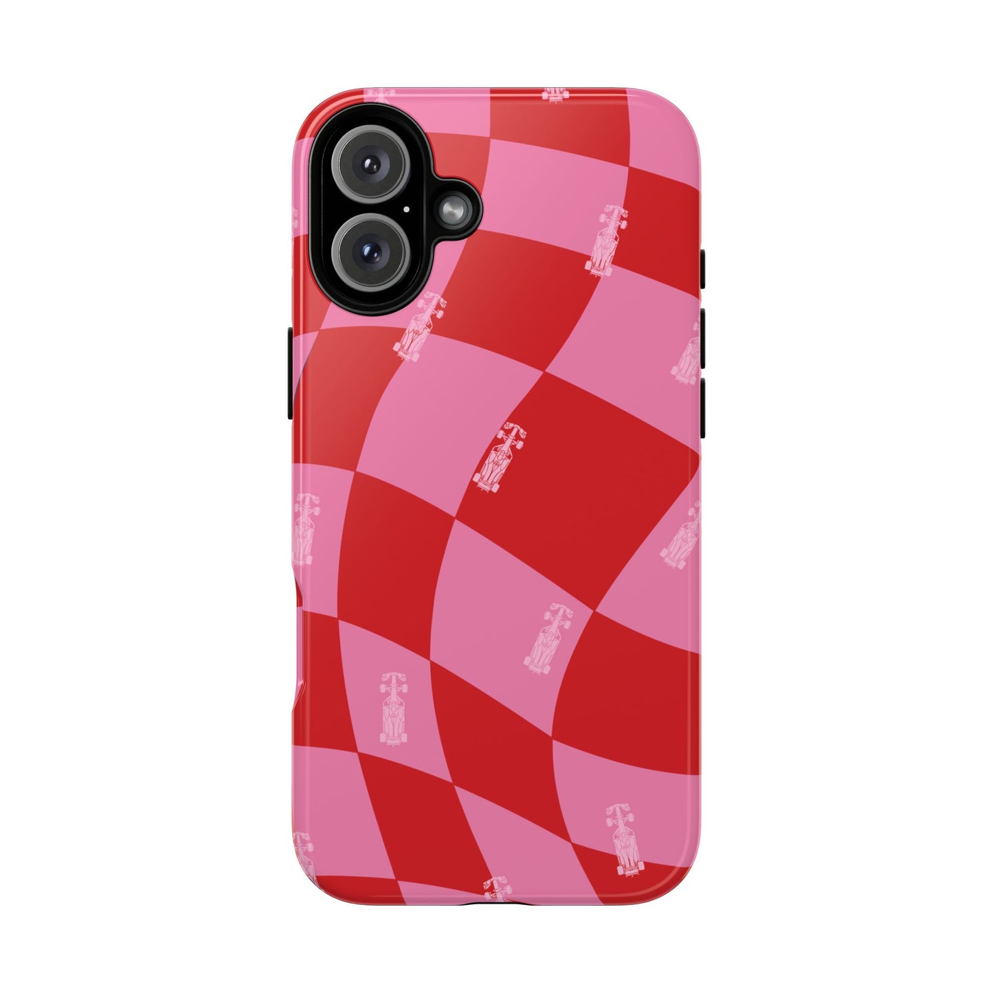 F1 Phone Case Pink and Red Checkerboard Design, Trendy F1 Gift, Girly Formula 1 Gift, Cute F1 Phone Case, Unique Formula One Phone Case