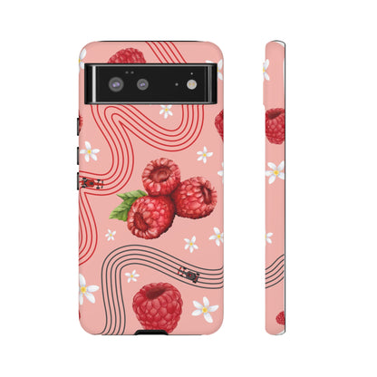 Red F1 Haas and Raspberries Phone Case, Trendy F1 Gift, Formula 1 Gift, Cute Fruit F1 Phone Case, Unique Phone Case