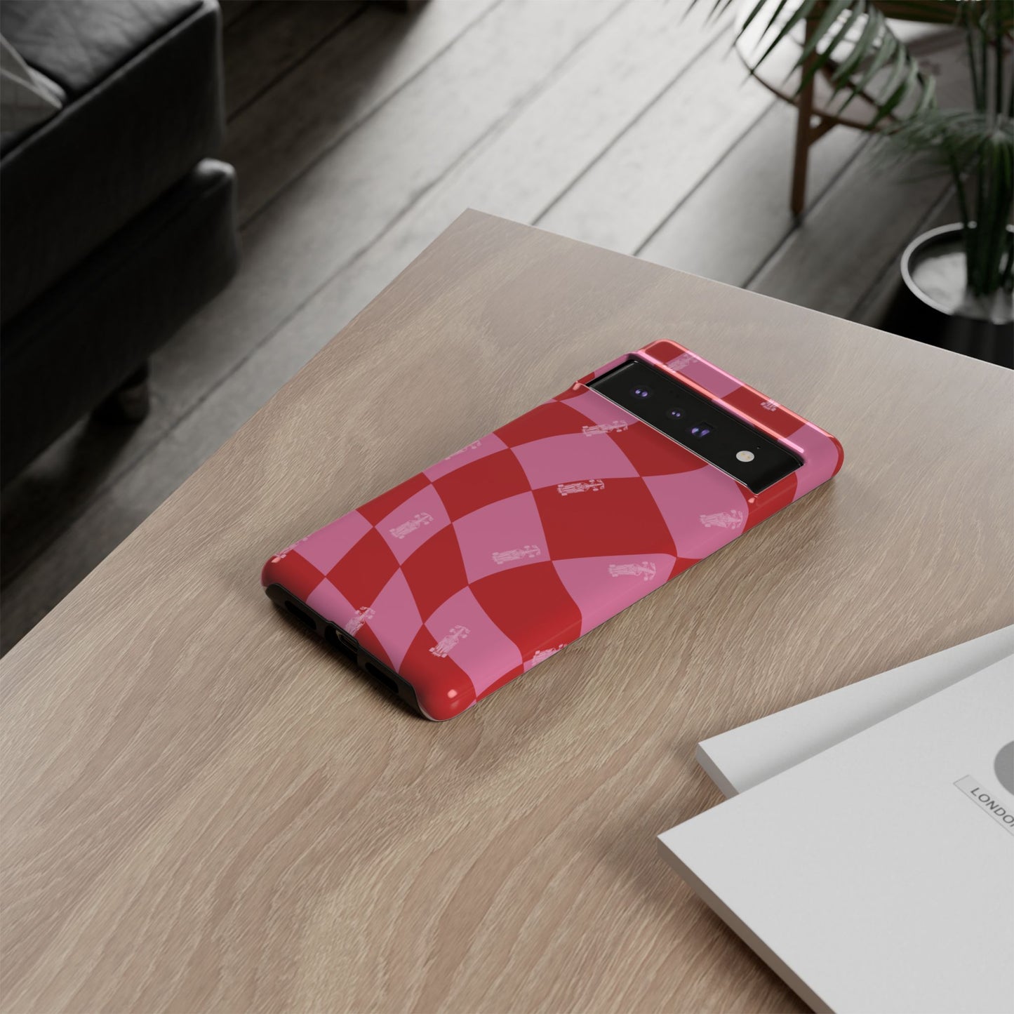 F1 Phone Case Pink and Red Checkerboard Design, Trendy F1 Gift, Girly Formula 1 Gift, Cute F1 Phone Case, Unique Formula One Phone Case