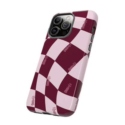 F1 Phone Case Pink Checkered Design, Trendy F1 Gift, Formula 1 Gift, Cute F1 Phone Case, Unique Formula One Phone Case