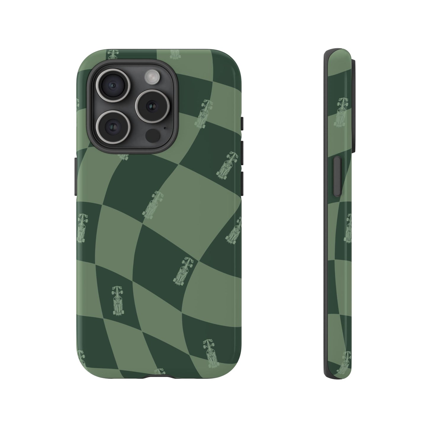 F1 Phone Case Green Checkerboard Design, Trendy F1 Gift, Formula 1 Gift, Cute F1 Phone Case, Unique Formula One Phone Case