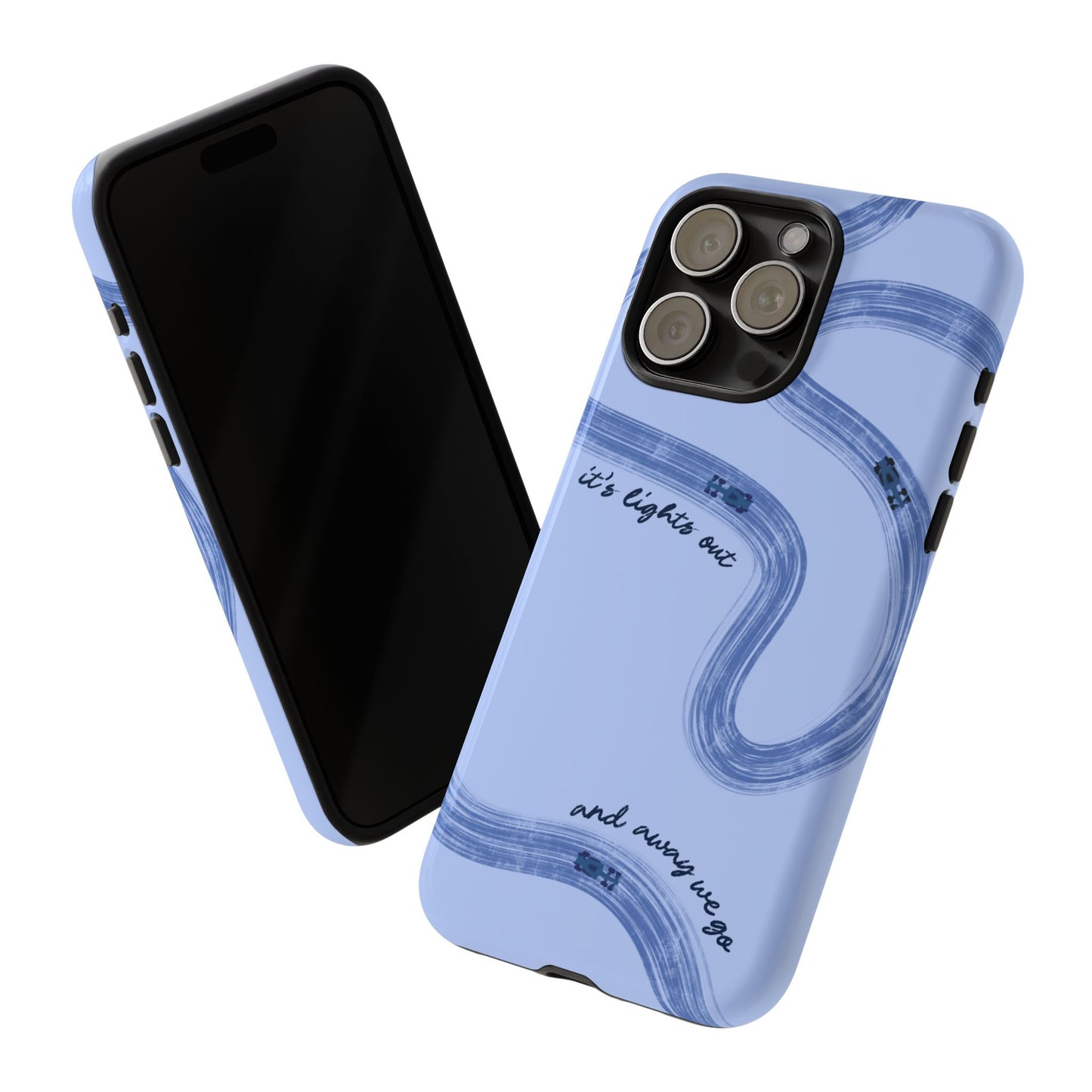 F1 Phone Case Monochrome Blue Painted "its lights out and away we go", Trendy F1 Gift, Formula 1 Gift, Cute F1 Phone Case, Phone Case