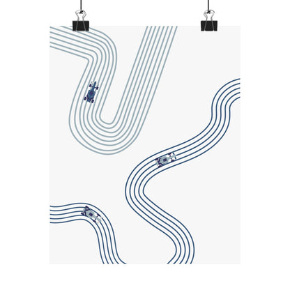 Abstract Blue F1 Matte Vertical Poster | F1 Giclée Art Print (US SIZING)