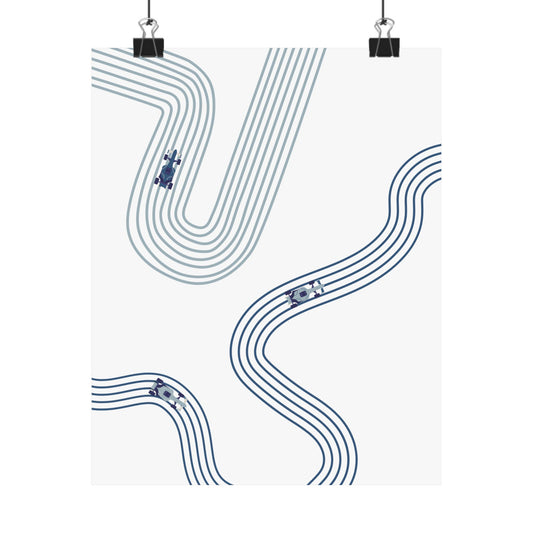 Abstract Blue F1 Matte Vertical Poster | F1 Giclée Art Print (US SIZING)