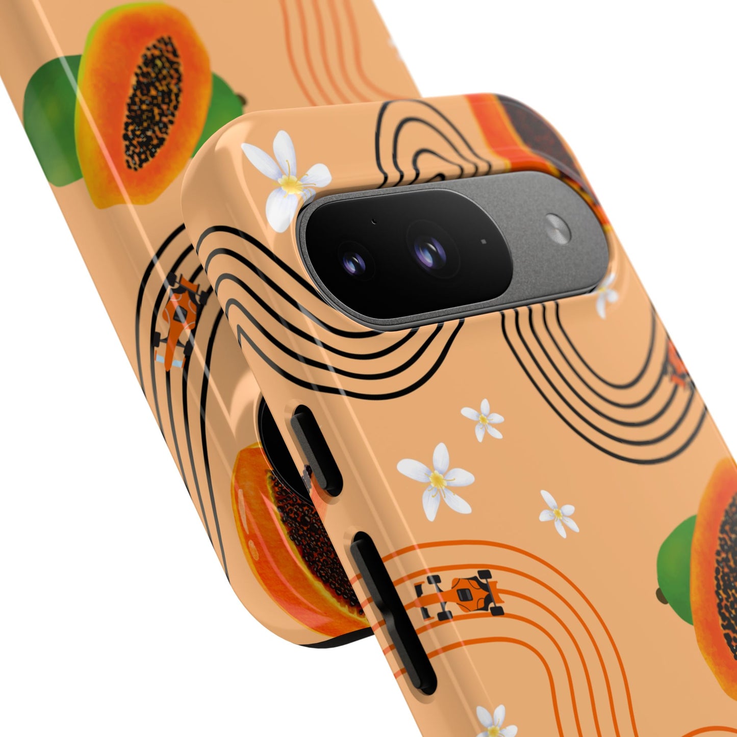 Orange F1 McLaren and Papaya Phone Case, Trendy F1 Gift, Formula 1 Gift, Cute Fruit F1 Phone Case, Unique Phone Case