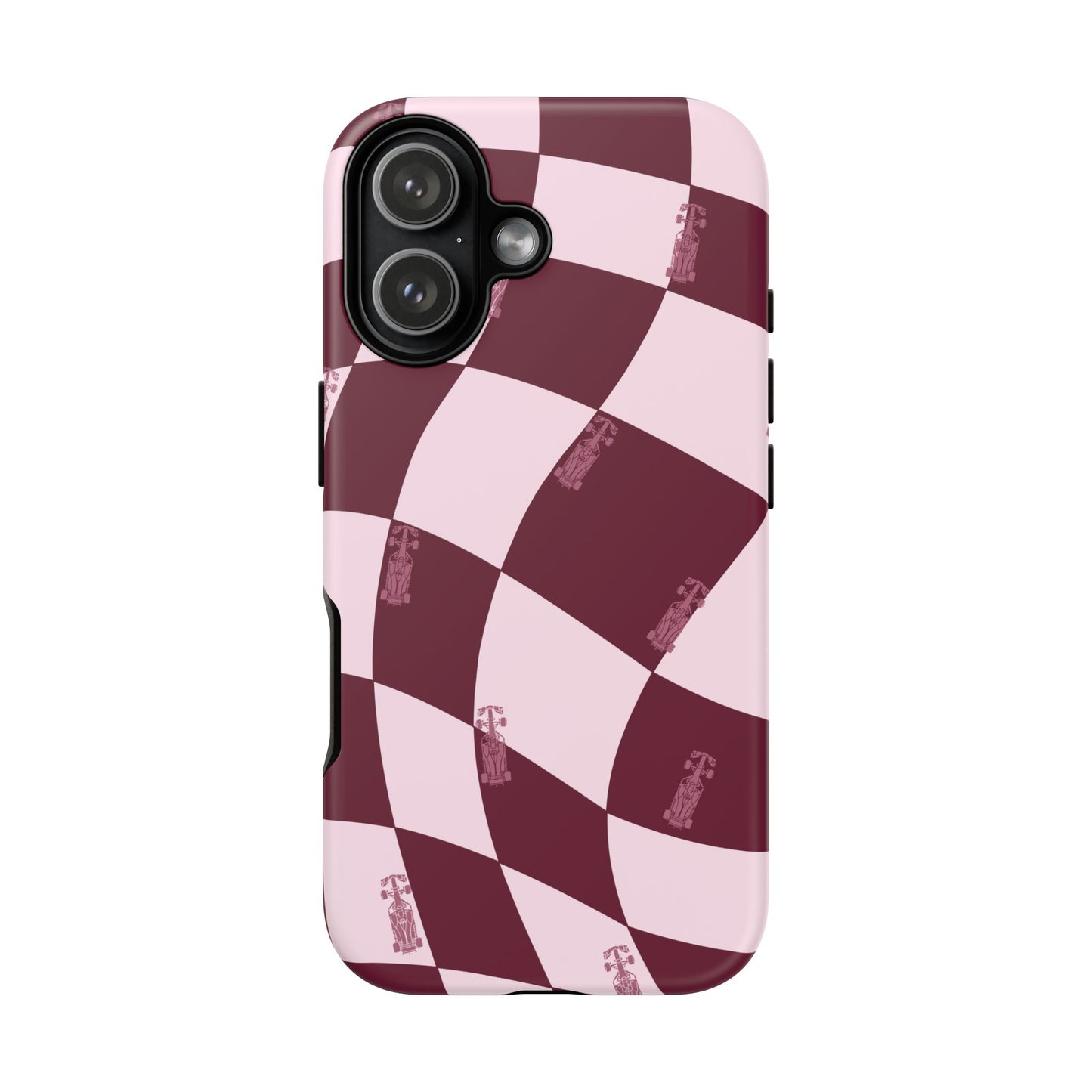 F1 Phone Case Pink Checkered Design, Trendy F1 Gift, Formula 1 Gift, Cute F1 Phone Case, Unique Formula One Phone Case
