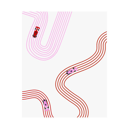 Pink and Red Abstract F1 Matte Vertical Poster | F1 Giclée Art Print (US SIZING)
