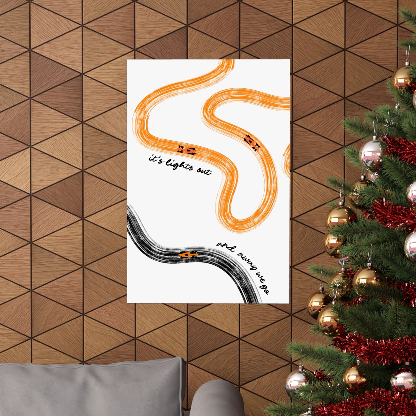 F1 McLaren Orange and Black Matte Vertical Poster | F1 Giclée Art Print (US SIZING)