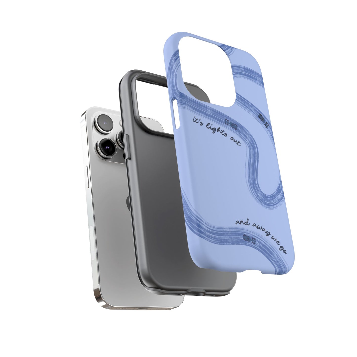 F1 Phone Case Monochrome Blue Painted "its lights out and away we go", Trendy F1 Gift, Formula 1 Gift, Cute F1 Phone Case, Phone Case