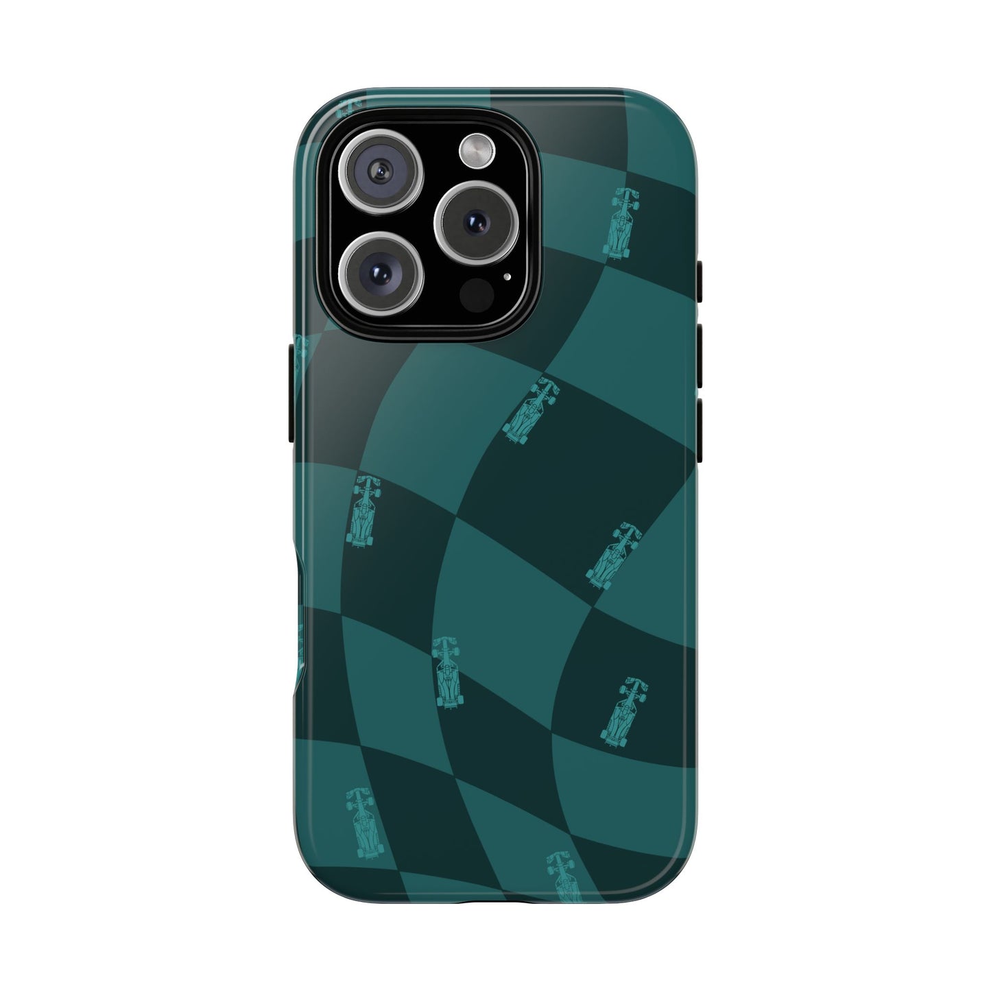 F1 Phone Case Teal Checkered Design, Trendy F1 Gift, Formula 1 Gift, Cute F1 Phone Case, Unique Formula One Phone Case