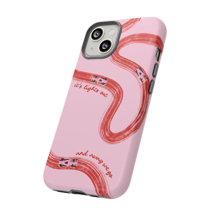 F1 Phone Case Pink and Red Painted "its lights out and away we go", Trendy F1 Gift, Formula 1 Gift, Cute F1 Phone Case, Unique Phone Case