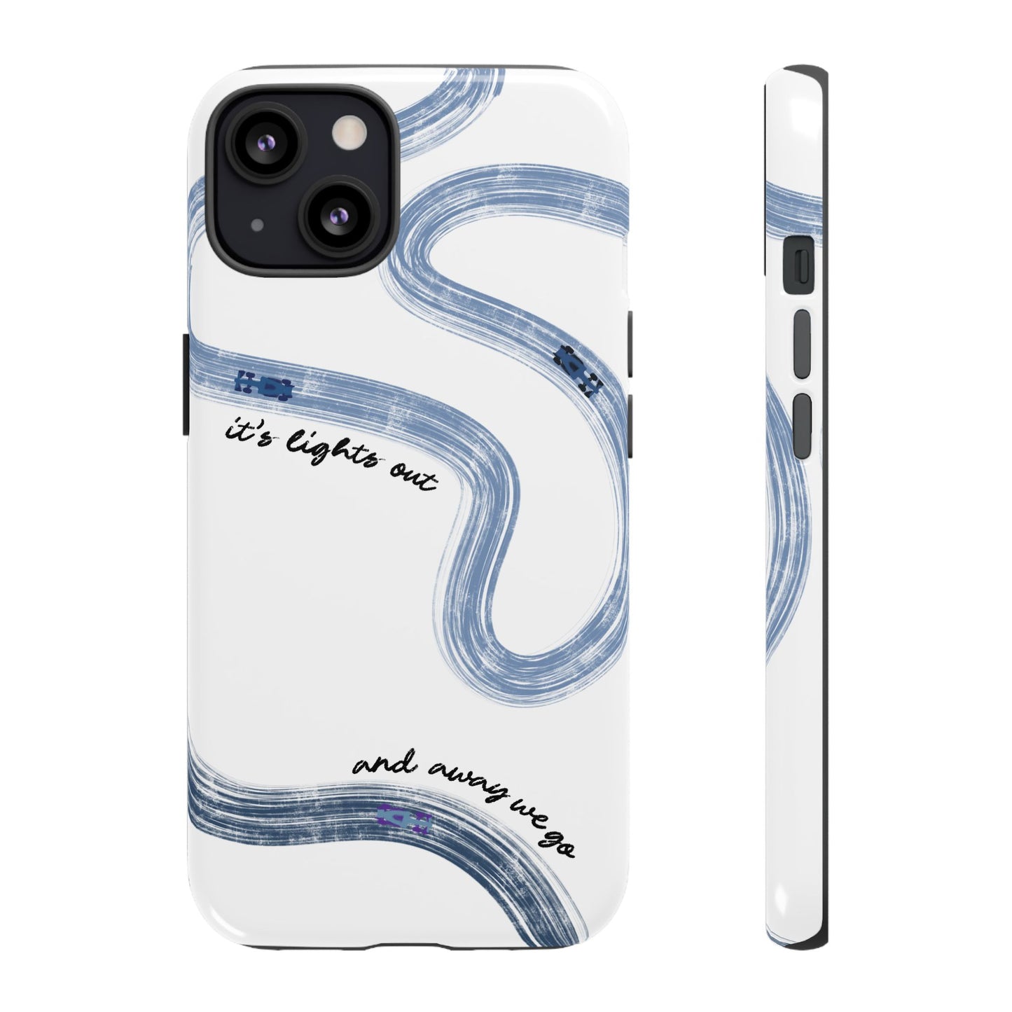 F1 Phone Case Blue Painted "its lights out and away we go", Trendy F1 Gift, Formula 1 Gift, Cute F1 Phone Case, Gift for F1 Fans