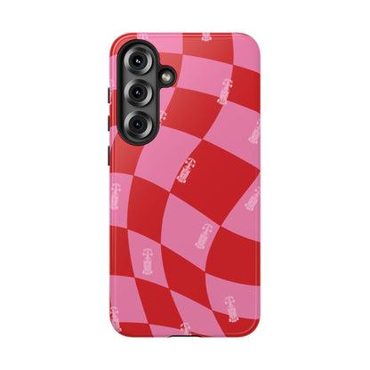 F1 Phone Case Pink and Red Checkerboard Design, Trendy F1 Gift, Girly Formula 1 Gift, Cute F1 Phone Case, Unique Formula One Phone Case