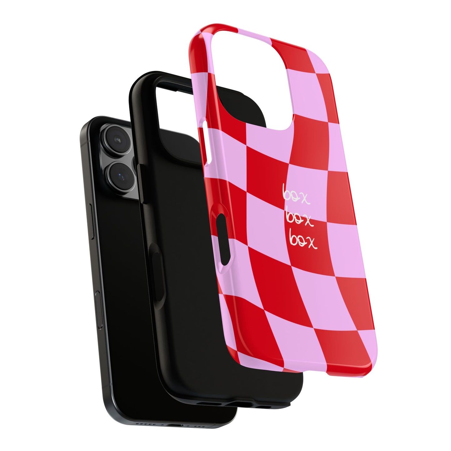 Pink and Red Checkered F1 Phone Case, Box Box Box F1 Phone Case