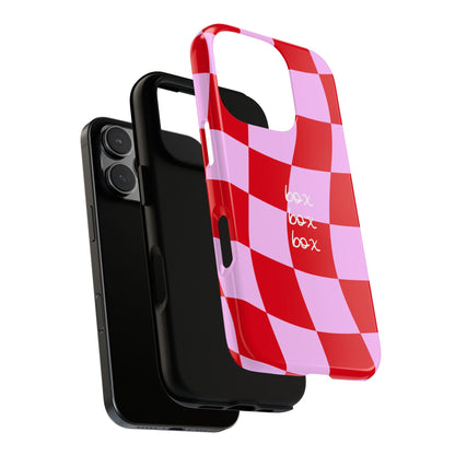 Pink and Red Checkered F1 Phone Case, Box Box Box F1 Phone Case
