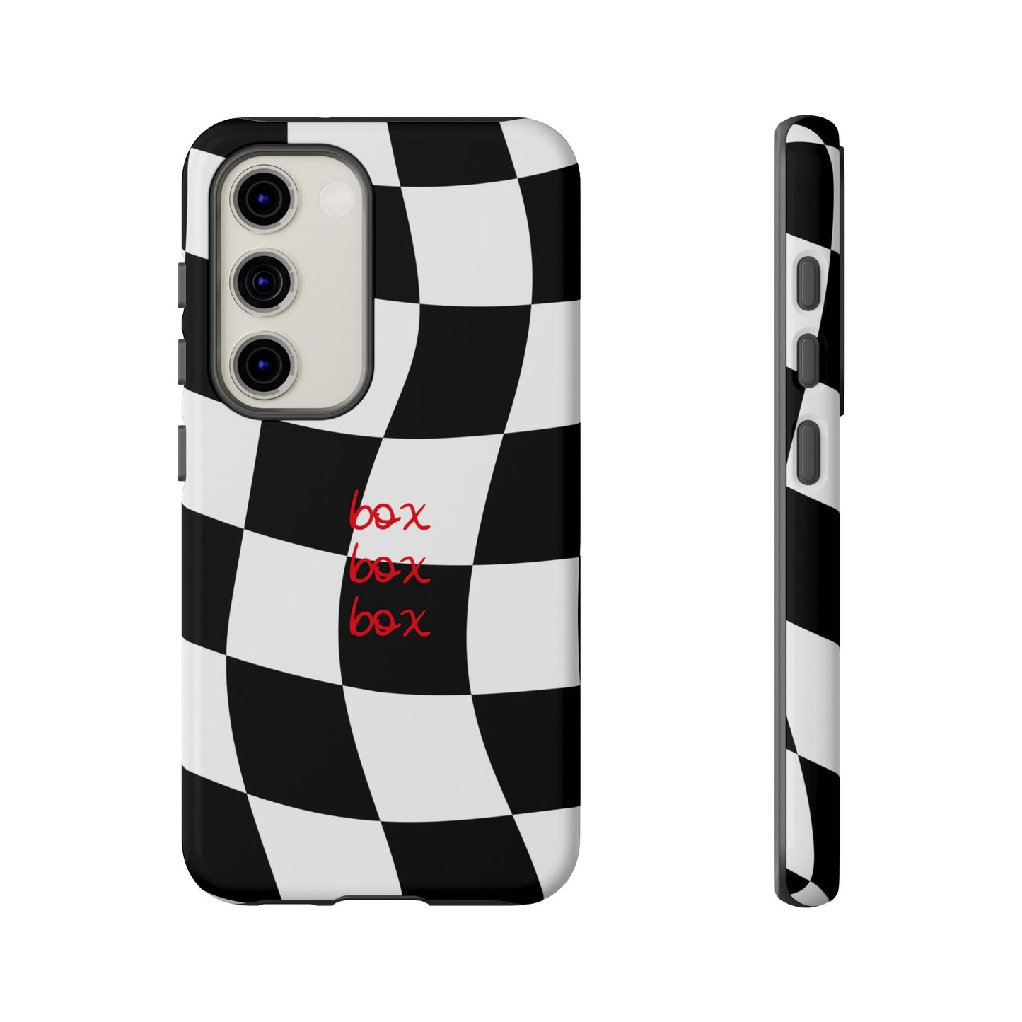 Black and Red Checkered F1 Phone Case, Box Box Box F1 Phone Case