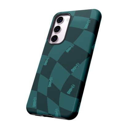 F1 Phone Case Teal Checkered Design, Trendy F1 Gift, Formula 1 Gift, Cute F1 Phone Case, Unique Formula One Phone Case