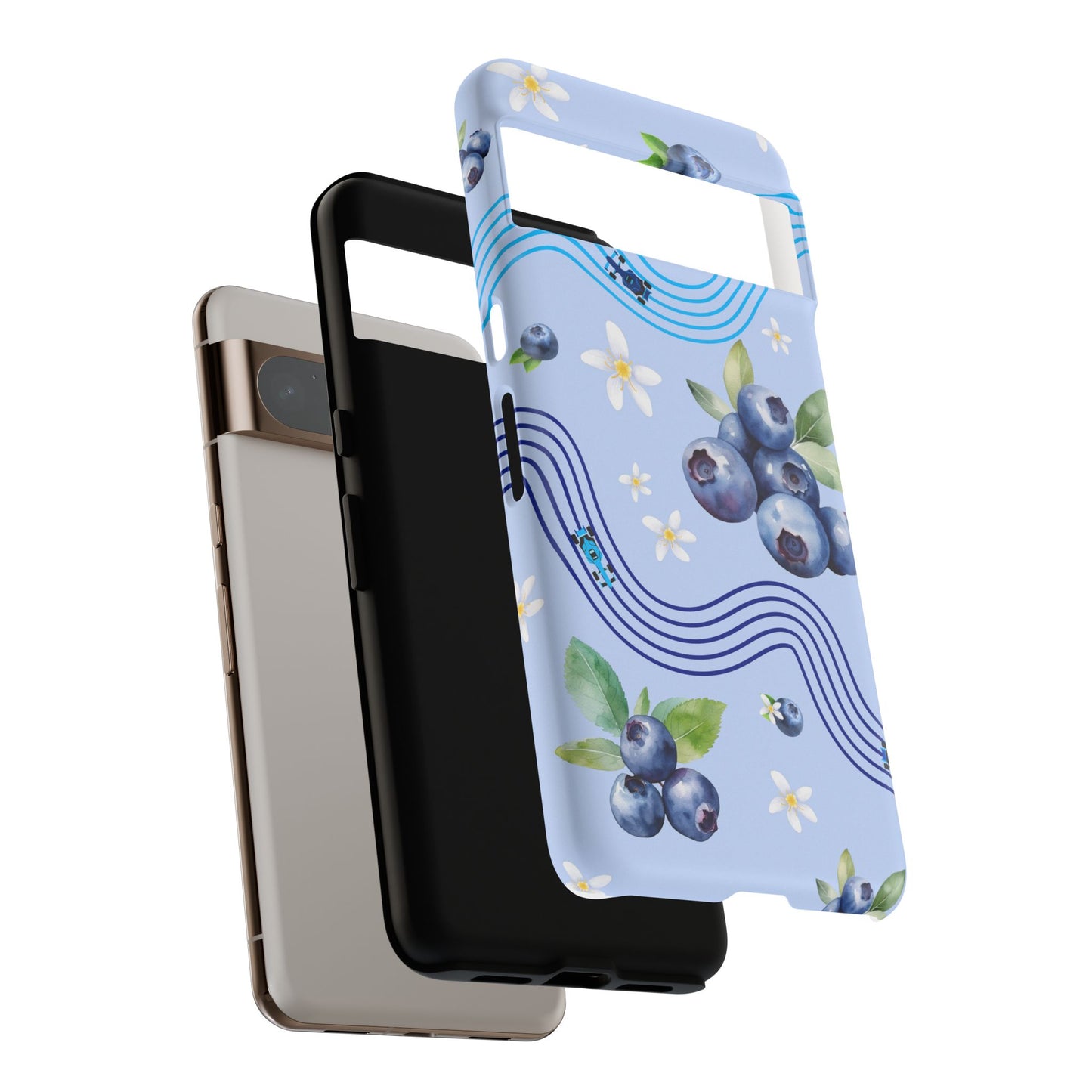 Blue F1 Williams and Blueberries Phone Case, Trendy F1 Gift, Formula 1 Gift, Cute Fruit F1 Phone Case, Unique Phone Case