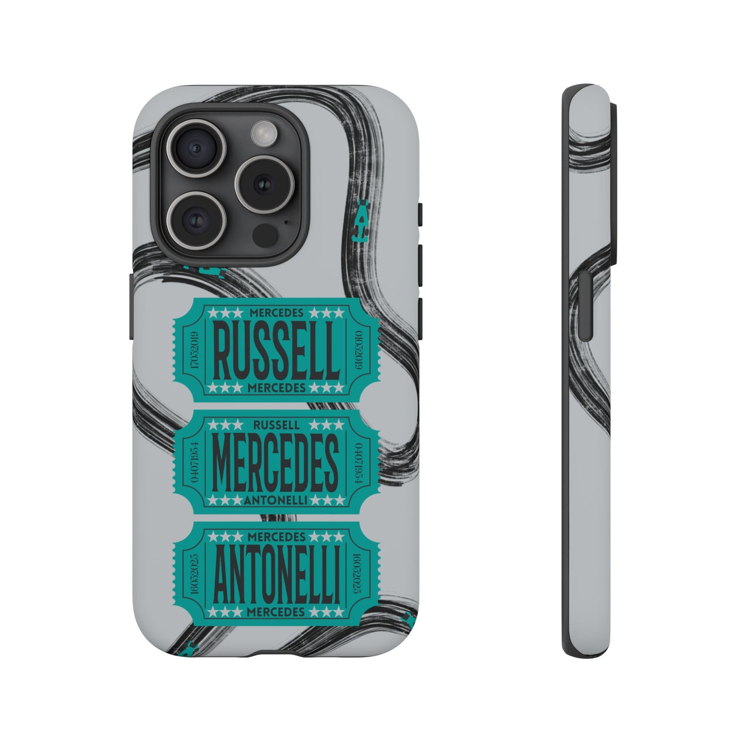 Mercedes F1 Phone Case Painted Ticket Stubs, Trendy F1 Gift, Formula 1 Gift, Cute F1 Phone Case
